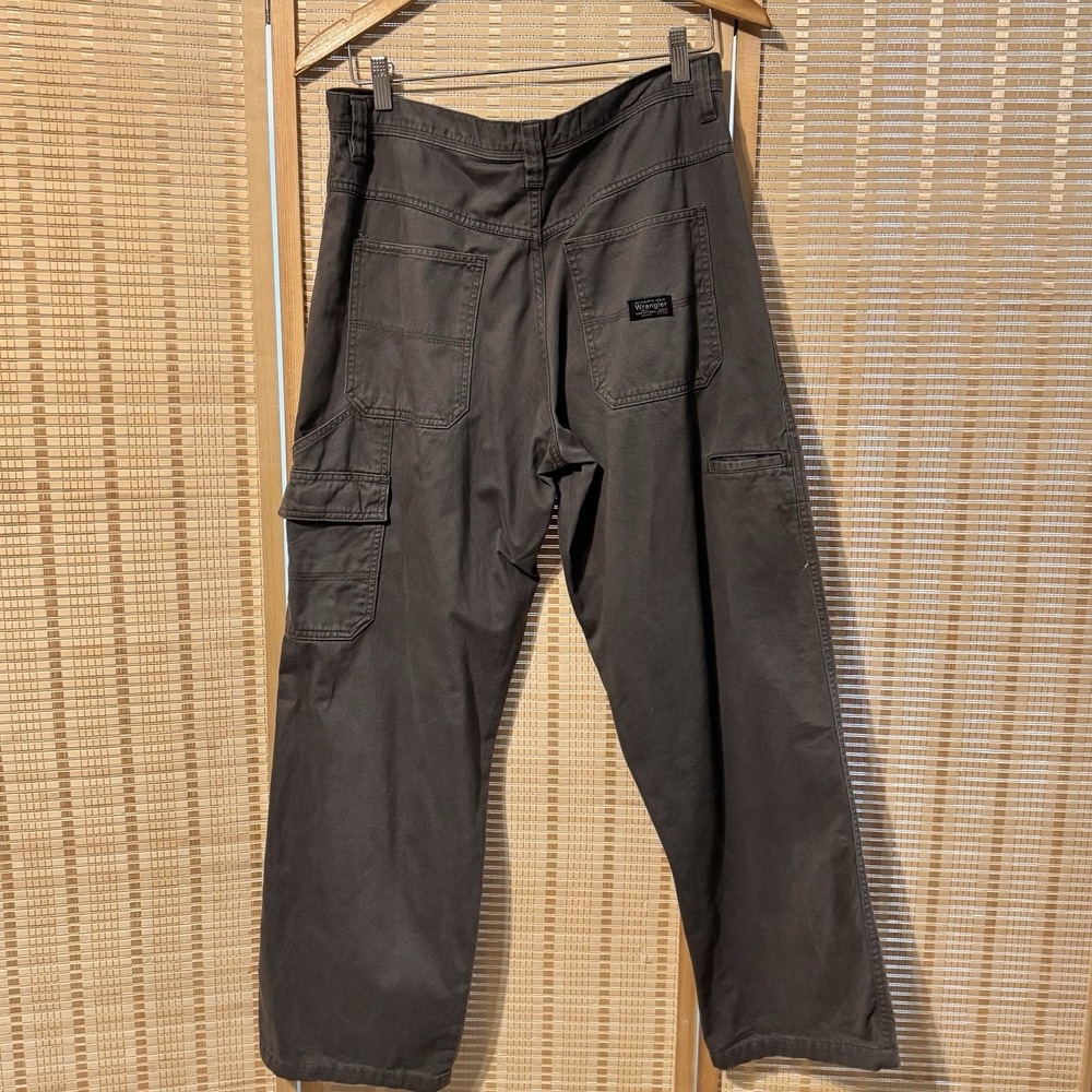 Wrangler Hero Jeans Pants Mens 32x30 Gray Cargo Ripstop Workwear Zip Wide Leg